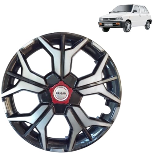 Image of PRIGAN Wheel Cover for Maruti 800 12 Inch Grey Silver Wheel Cap (Available in 12,13,14,15,16,17 Inch) (Set of 4 Pcs) (Press Fitting) Model- KIA-GTLINE DC-12