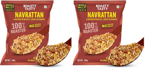 Image of Roasty Tasty Navratan Mix 200g | Healthy Roasted Namkeen with Millets, Peanuts & Dry Fruits | No Palm Oil Snacks & Millet Namkeen | No Added Sugar | Protein-Rich Indian Snack | Guilt-Free Tea Time Mix | Clean Label Snacks for Adults