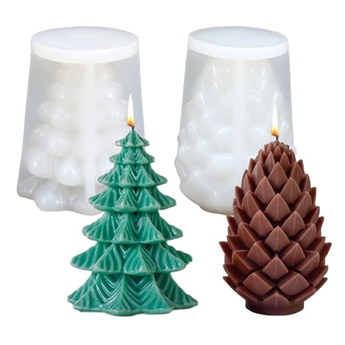 2 Stück Kerzenform Weihnachten Silikonformen Gießformen...