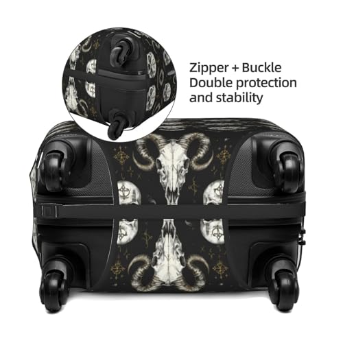 Luggage Cover Protector - Vintage Black Gold Goat Skull Print Suitcase Covers for Luggage Fit 18-21 Inch Suitcase3