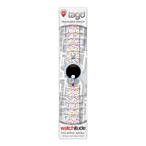 Image of Watchitude: Tag'd Trackable Watch - Sprinkles - Kids Digital Watch, Apple Airtag Compatibility, Slap Band, White LED Display, Girls & Boys, Ages 4+