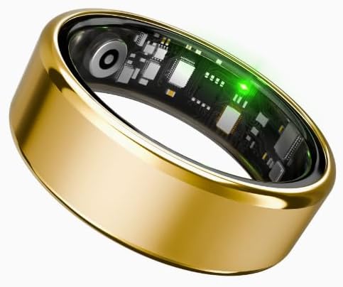 Smart Health Ring for Women Men Fitness Tracker with Heart Rate, Blood Oxygen, Blood Pressure, Sleep Monitoring, Step Counting, for iOS and Android (Gold, 10)