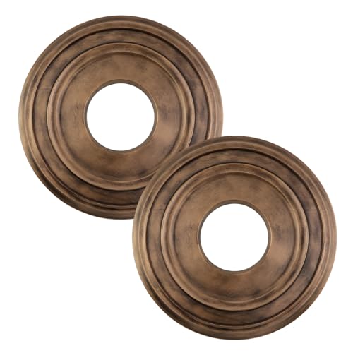 Image of PU Ceiling Medallions 2Pcs, 12.28 Inches x 4 Inches, Bronze Tone | Whole Cover Type, Fits 4 Inches Canopy, European Vintage Carving Style, Synthetic Foam Construction for Easy Installation
