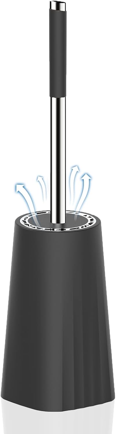 SetSail Toilet Brush, Compact Size Toilet Bowl Brush and Holder Toilet Brushes for Bathroom with Stainless Steel Handle Toilet Cleaner Brush with Durable Scrubbing Bristles, Splash-Proof