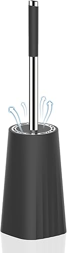 SetSail Cepillo de Inodoro, Juego de Cepillo de Inodoro de Tamaño Compacto y Soporte para Baño con Mango de Acero Inoxidable, Cepillo Limpiador de