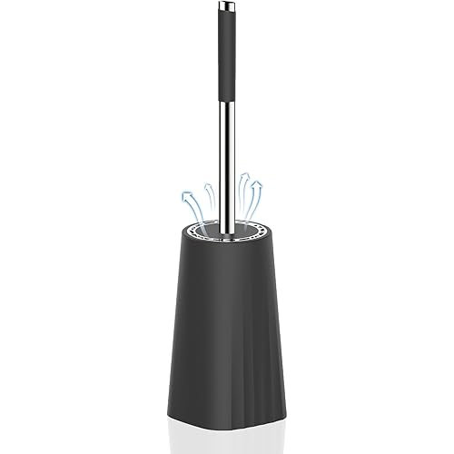 SetSail Toilet Brush, Compact Size Toilet Bowl Brush and Holder Toilet Brushes for Bathroom with Stainless Steel Handle Toilet Cleaner Brush with Durable Scrubbing Bristles, Splash-Proof