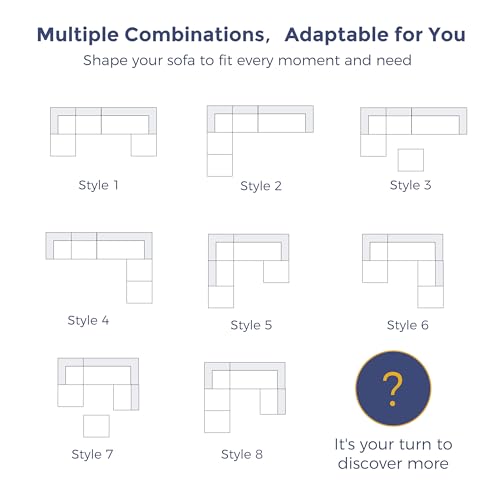 Image of MAXYOYO 132 inch U Shaped Modular Sectional Sofa with 2 Ottomans, Cloud Boneless Couch with Layered Cushion, Flexible Module Combination Sofa for Living Room, No Assembly Required, Navy