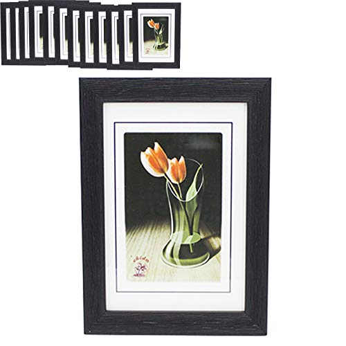 Chidu Pack 12 portafotos Negro de poliestireno Efecto Madera Exterior 18 x 24 cm Interior 13 x 18 cm