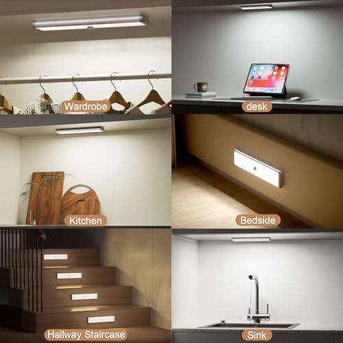 Hontafe Under Cabinet Lighting Wireless,58 LED Motion Sensor Light Indoor Night Lights with Remote,Rechargeable RGB Under Cabinet Lights Bar,Dimmable Under Counter Lighting for Kitchen,Shelf(3Pack) - image 9