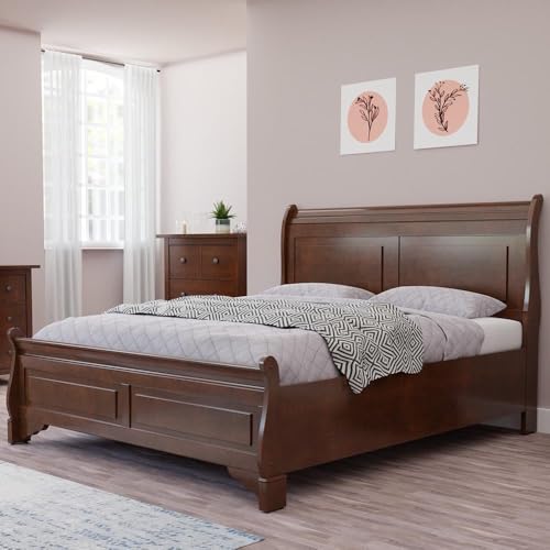 Image of Royaloak Texas American Wooden King Size Bed Without Storage | Solid Wood | Strong Bed Base | Durable and Long Lasting | Rubber Wood | Modern Design | Wooden Bed King Size | Bed King Size | King Bed