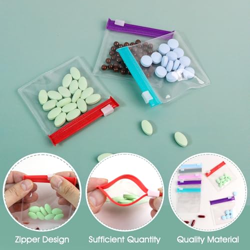 Reusable 14 Piece Colored Pill Pouch Set