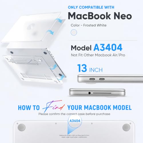 Image of ZORBES Case Cover Compatible with 2026 MacBook Neo A3404, 13 inch Transparent MacBook Neo Cover with Folding Desk Stand, Precise Cutouts & Ventilated Design, Slim Hard Shell Laptop Case, Matte White