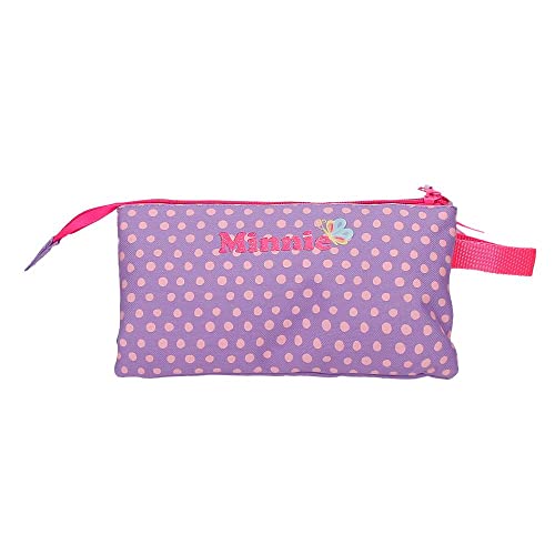 Disney Minnie Today is My Day Pencil Case Triple Purple 22 x 12 x 5 cm Polyester, Berry, One Size, Triple Case - Image 3