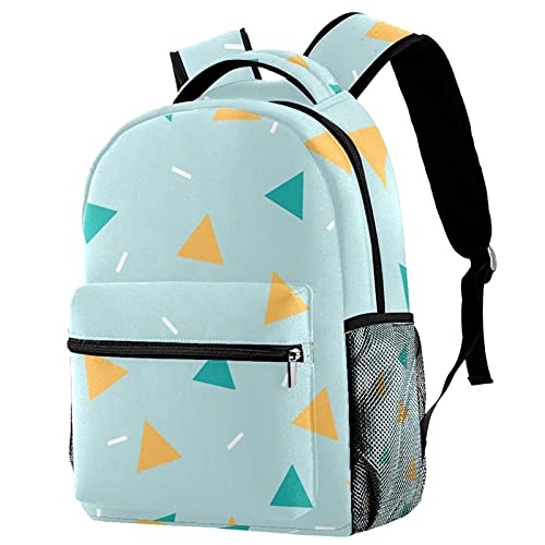 Sac à dos de voyage géométrique jaune et bleu avec porte-bouteille