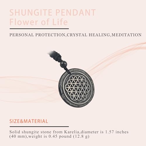 Naturals Shungite Crystal Necklace Pendant | Healing Crystals & Chakra Necklace - Gemstone Jewelry for Men & Women - Spiritual and Joyous Gifts 40mm2