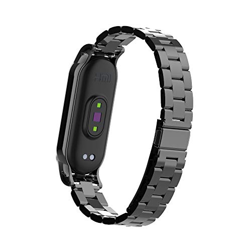 Pulseira de substituição compatível com Xiaomi Mi Band 5, pulseira de metal de aço inoxidável com fi