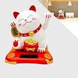 LetCart Maneki Neko Gato Chino, Gato de la Suerte Chino Alimentado por Energía Solar, Figuras De Gato De La Suerte, Decoración Asiática para el hogar, Tienda, Restaurante, Coche (Blanco)