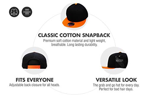 Image of KBETHOS Classic Snapback Hat Blank Cap Underbrim Cotton Wool Blend Flat Visor Adjustable Unisex