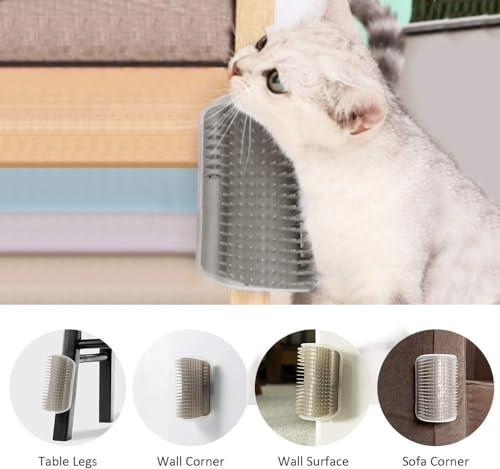 Image of FluffyDream Bone Cat Scratcher Cardboard Lounge Bed, Cat Scratching Post, Durable Board Pads Prevents Furniture Damage and Groomer Brush