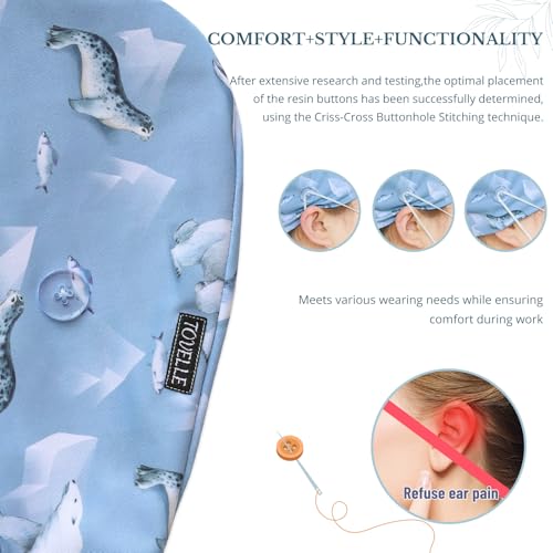 Image of Scrub Caps for Men and Women with Buttons, Classic Surgical Caps | Double-Sided Printed, Adjustable,Long Hours, Sweatbands, Fabric Help Reduce Static Buildup