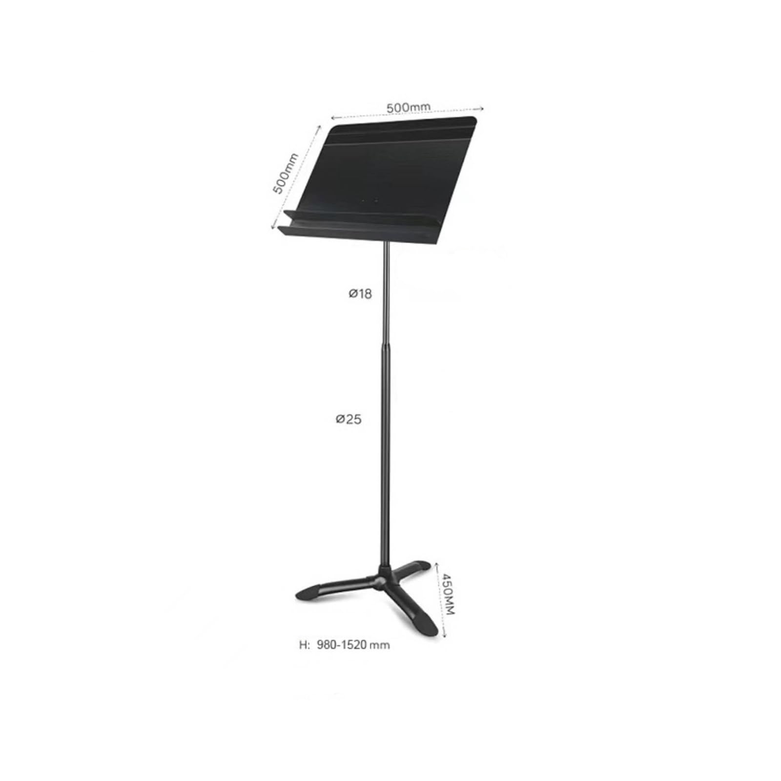 Atril Partituras Plegable Atril Música Soporte para Escenario, Ensayos, Altura 980-1520 Mm, Doble Capa