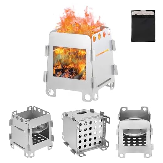 XSQD Estufa de Leña Pequeña (Con Bandeja Alcohol), Portátil Desmontable Picnic Al Aire Libre Multifuncional, Acero Inoxidable Estufa Campamento Senderismo, Cocina Campamento Al Aire Libre