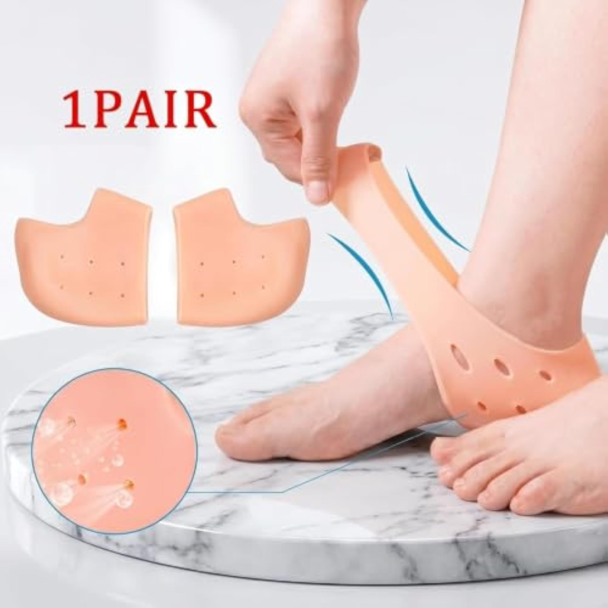 Reusable Silicone Gel Heel Protector Socks for Foot Care