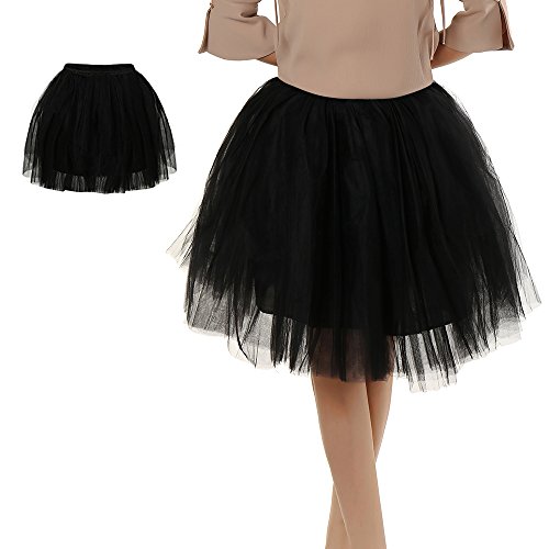 Comficent Falda de Tul de Princesa Mujer Falda 50S de la Vendimia Traje Vintage Falda de Disfraz Retro Miriñaque Enaguas para Vestido (Negro, M)