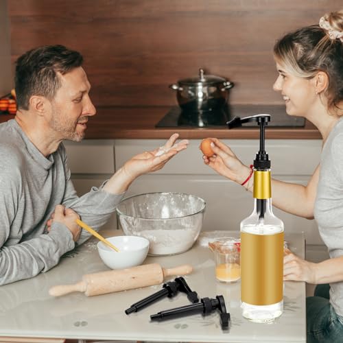 Image of Kigley 6 Pieces Coffee Syrup Pump Dispenser with Tip Cover Fits 750ml /25.4oz Bottles, Skinny Syrup Pump for Coffee Flavoring, Creamers, Caramel, Beverages, Dinning Cafe Bar Drinking Mixes(Black)