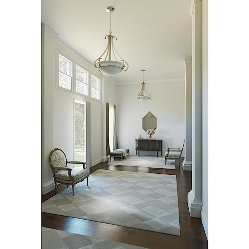 Image of Progress Lighting Torino Collection 3-Light Etched Glass Transitional Inverted Pendant Light Brushed Nickel