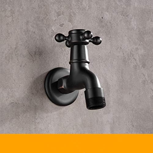 Brass Black Faucet Bathroom Washing Machine Faucet Mop Taps Toilet Corner Faucet Tap Garden Outdoor Mixer Double Using(ZT001B)