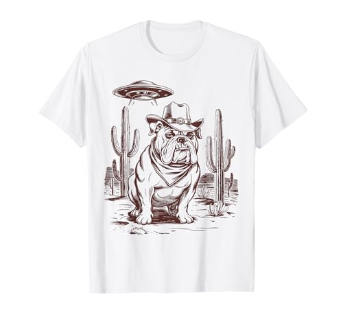 Bulldog UFO Western, Alien, Retro-Cowboy, 90er Jahre T-Shirt