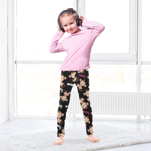 Funny Monkey Words Girls Leggings Soft Stretch Workout Yoga Dance Pants for Kids Casual Tights4