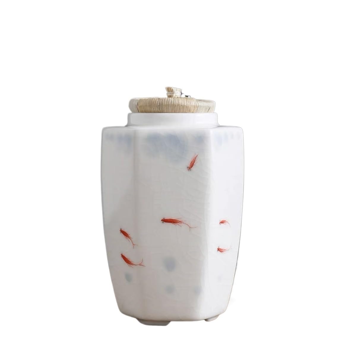 ENGENDER Tea Storage Jar Ceramic Container Storage Jar White Hand Painted Tea Can Household Sealed Kitchen Canisters(B)