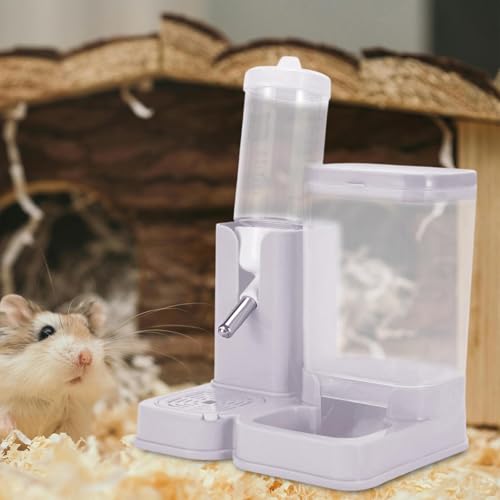 Bebedero de hámster automático 2 en 1 con contenedor de comida gris 5