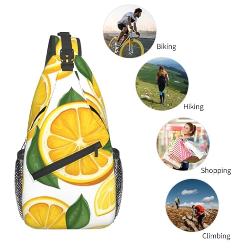 Bolso de pecho diagonal para hombre con patrón de limón miniatura 6