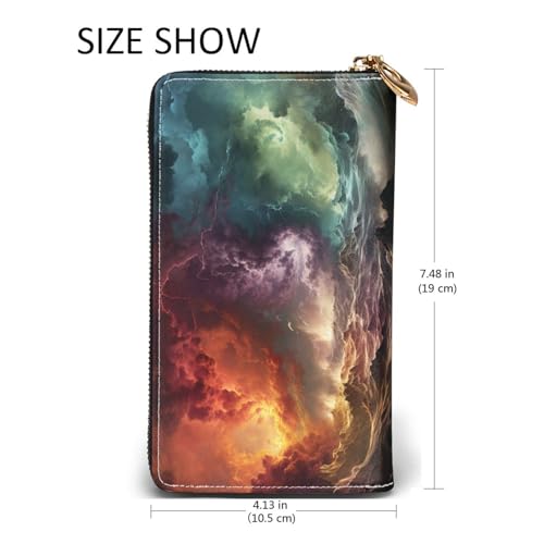 Cloud Lightning Leather Wallet for Women Long Coin Purse Ultra Slim Credit Cards Holder Bifold Clutch2