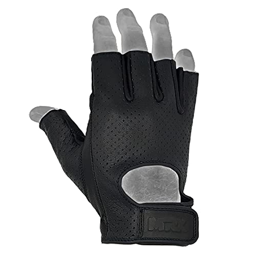 Image of MRX Driving Gloves Button Basic Soft Outdoor Glove Goat Leather Workout Full Finger, Black