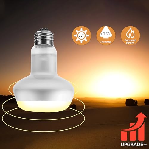 Image of 60W Intense Basking Spot Lamp - UVA Daylight Heat Bulb for Reptiles and Amphibians, Simulates Natural Sunrise and Sunset, Ideal for Bearded Dragons, Snakes, Lizards & Chicks | 2 Pack
