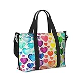 Design spacieux et organisé : ce sac à main de voyage imprimé cœurs arc-en-ciel dispose d'un compartiment principal avec double fermeture éclair, de 2 poches intérieures plaquées et d'une poche zippée pour garder vos affaires bien triées pour les courts voyages, les sessions de gym ou les escapades du week-end.
