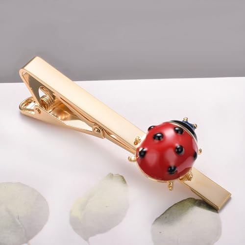 Image of Unique Insect Tie Clip for Men Bee Fish Butterfly Turtle Ladybug Novelty Tie Bar Silver Gold Animal Party Anniversary Jewelry Gift