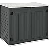 Yitahome outdoor horizontal storage sheds wo shelf weather resistant resin tool shed multi opening door for storage of bike trash cans garden tools 35 cu ft waterproof lockable dark gray  urban country home decor