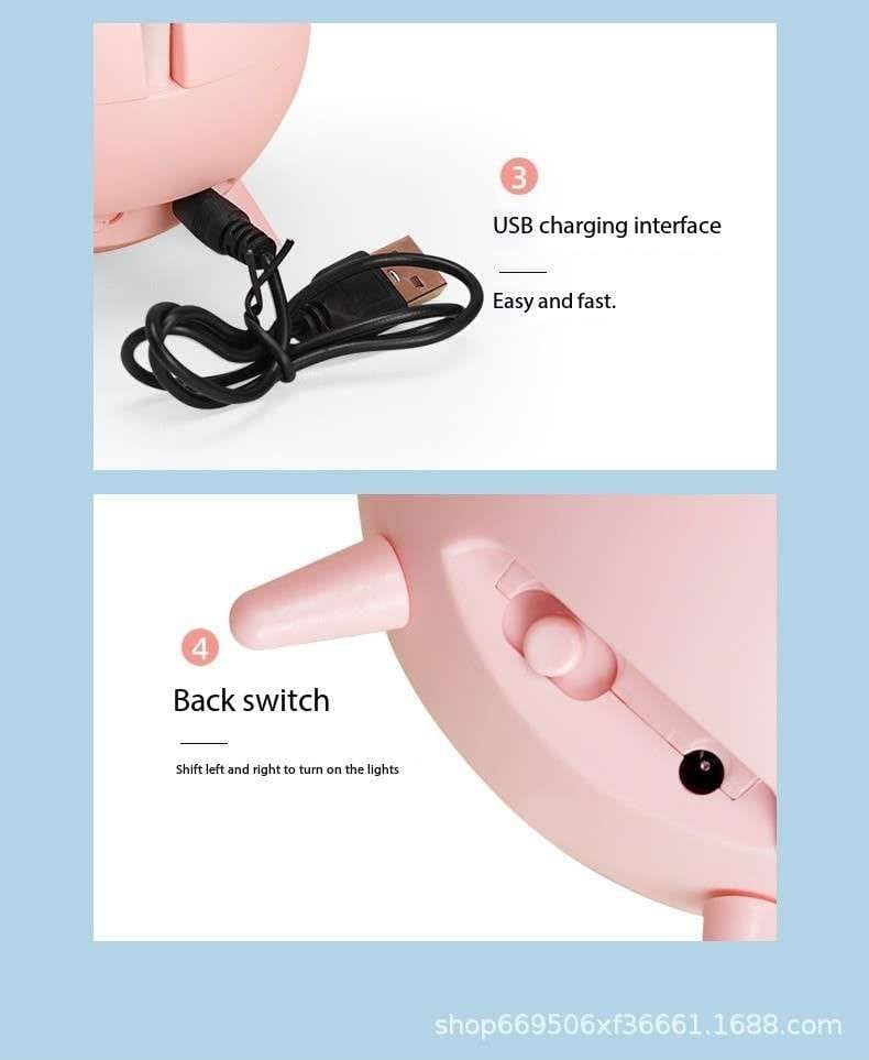 Image of IMNISHNAY Cute Bunny Night Light with Cloud LED Desk Lamp | USB Rechargeable Warm LED Lamp for Kids Bedroom, Nursery, Study Table & Home Decor (Pink)