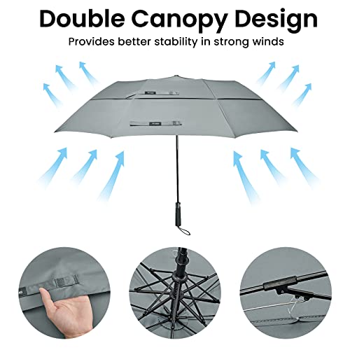 Prospo 62 Inch Portable Golf Umbrella Oversize Automatic Open Stick Umbrella, Extra Large Double Canopy Vented Windproof Waterproof Umbrella For Rain #TOP4