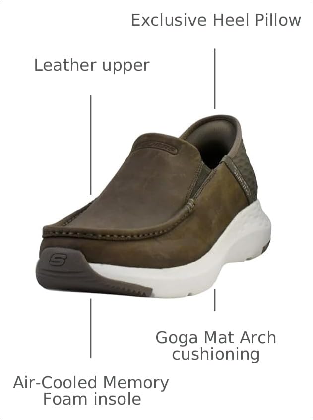 Image of Skechers Men's Parson Oswin Loafer | Casual, Slip-ins, Relaxed Fit, Air-Cooled Memory Foam, Leather