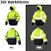 Ubon High Visibility Winter Safety Jackets for Men, Waterproof Reflective Hi Vis Construction Jacket for Cold Weather, Lime, XX-Large