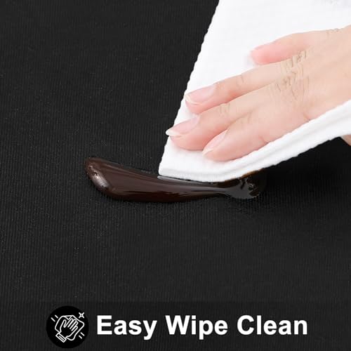 Image of Smiry Rectangle Table Cloth 60x140 Inch, Waterproof Wipeable Vinyl Tablecloths Protector, Oil Spill Proof Plastic Table Cover for Dining, Picnic, Camping, Outdoor, Black