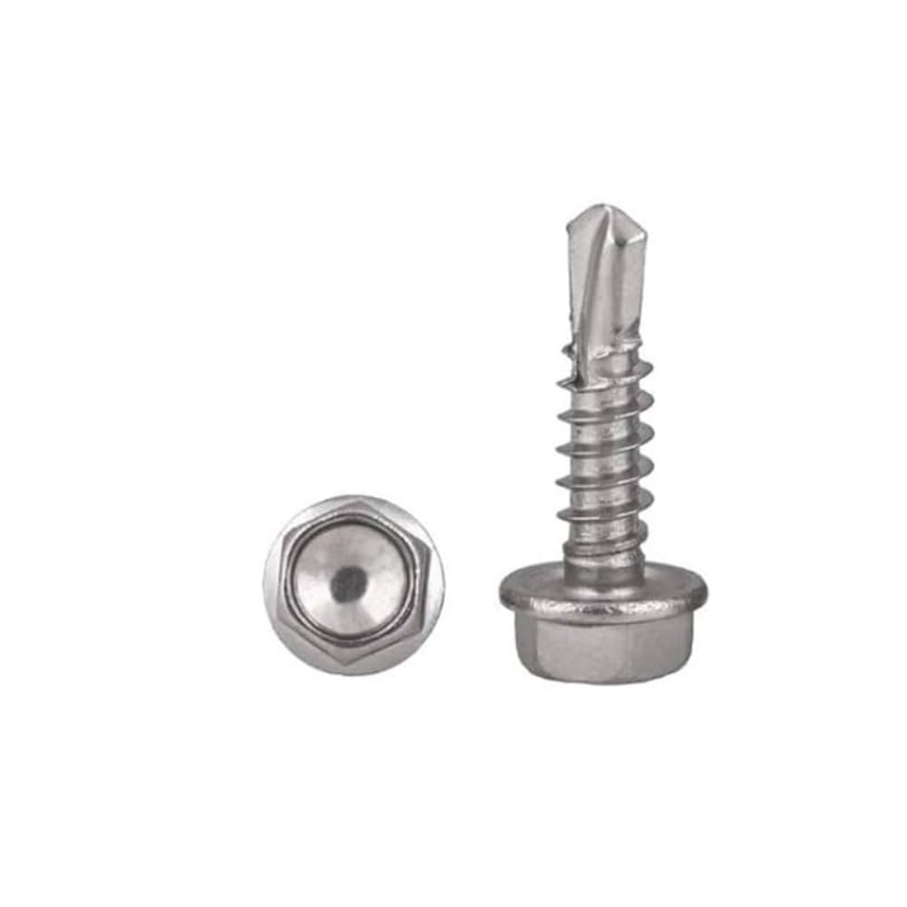 500 No.8 x 1.1/4" 4.2 x 32mm Hex Head Self Drilling Hexagon Screws Self Tapping Buzz Screw for Ventilation Pipes, Fans, Metal Rails