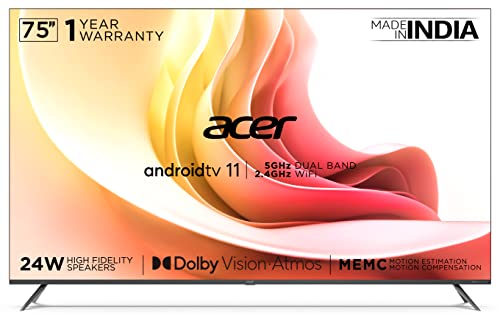 Acer 189 cm (75 inches) I Series 4K Ultra HD Android Smart LED TV AR75AR2851UDFL (Black)