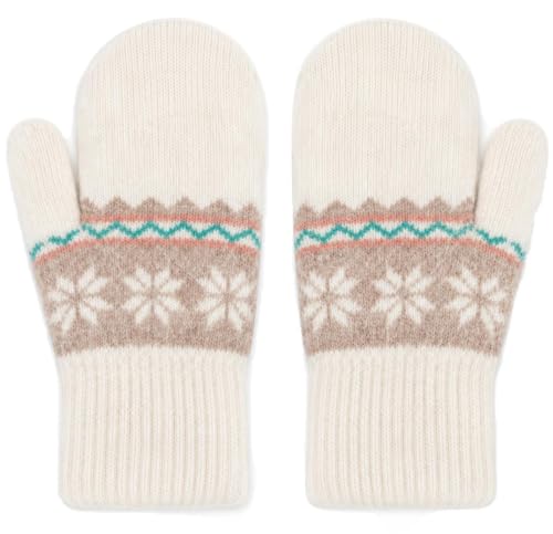 Image of Kids-Winter-Double-Layer-Warm-Knit-Mittens Soft Stretchy Outdoor Gloves